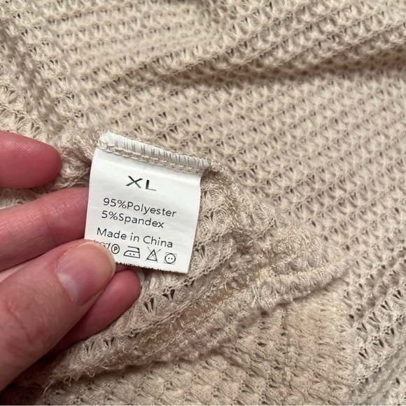 Short Sleeve Textured Lace Back Crewneck Knit Sweater Size XL - Picture 5 of 6